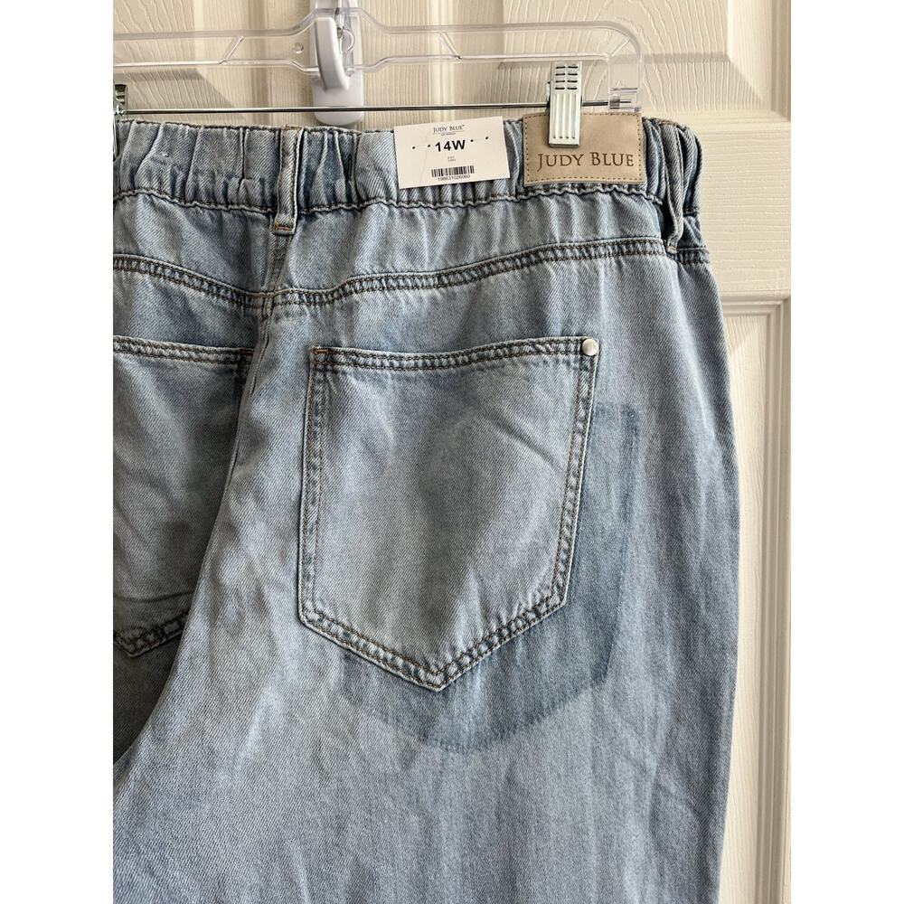 JUDY BLUE Light Palazzo Fit High Waist Featherweight Drawstring Jeans 14W NWT - Picture 7 of 16
